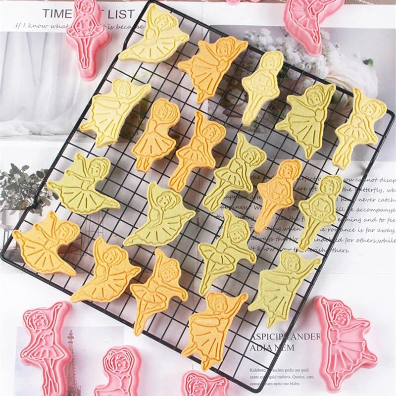 8 vnt. / rinkinys Elegantiškos šokančios ponios sausainių pjaustyklės ir reljefinis baleto merginos šokėjas Fondant reljefinis antspaudų kepimo dovana šokio mėgėjams