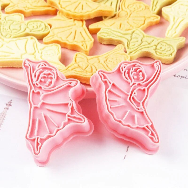 8 vnt. / rinkinys Elegantiškos šokančios ponios sausainių pjaustyklės ir reljefinis baleto merginos šokėjas Fondant reljefinis antspaudų kepimo dovana šokio mėgėjams