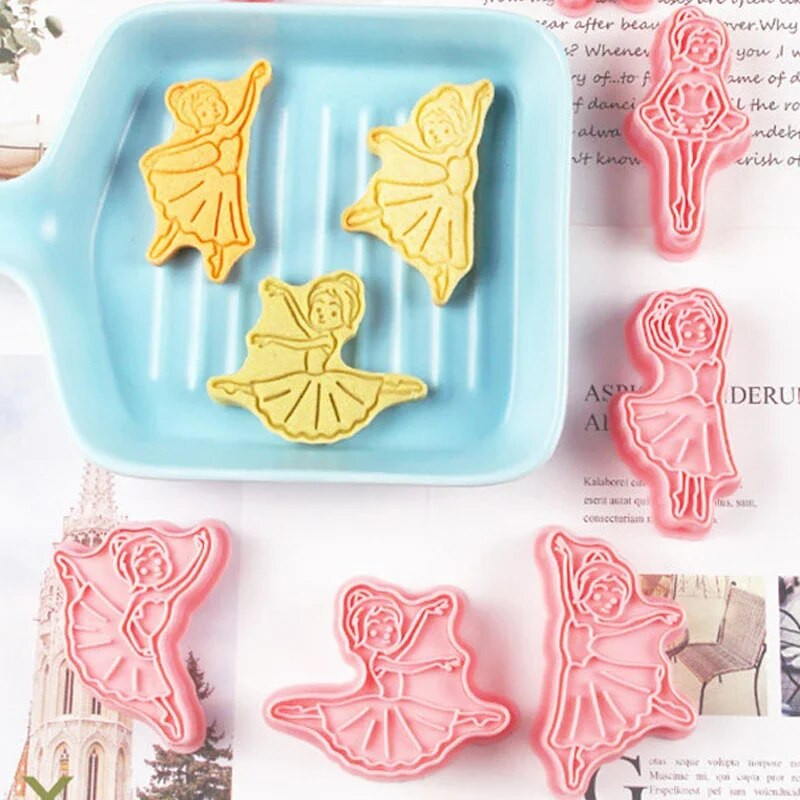 8 vnt. / rinkinys Elegantiškos šokančios ponios sausainių pjaustyklės ir reljefinis baleto merginos šokėjas Fondant reljefinis antspaudų kepimo dovana šokio mėgėjams