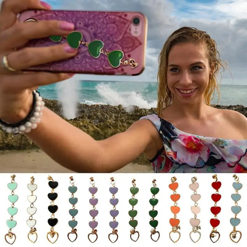 Galvanizuotas Love Heart telefono dėklas, skirtas iPhone 11 12 13 14 Pro Max XS Max XR 7 Plus 14 smūgiams atsparus riešo dirželio grandinės galinis dangtelis