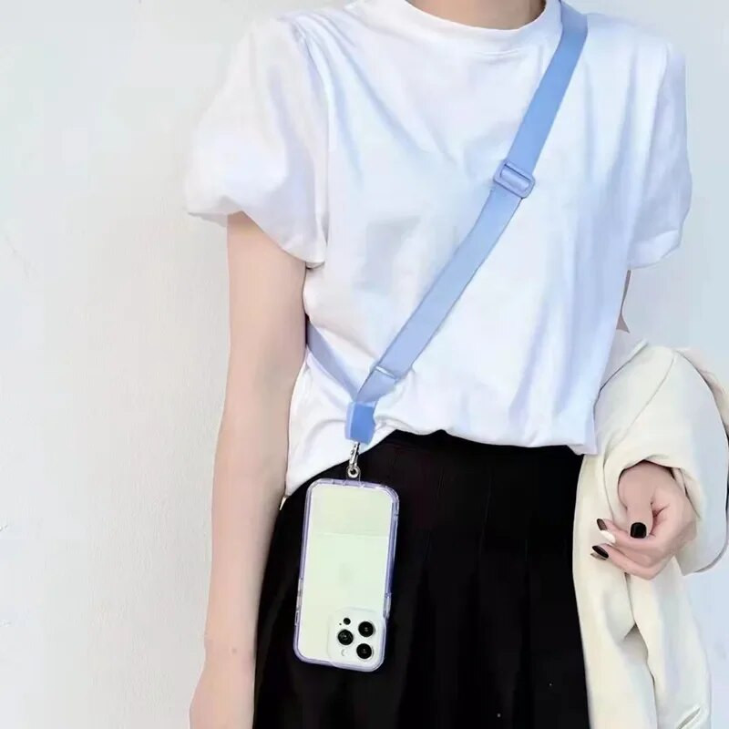 2024 m. reguliuojamas platus dirželis, skersinis telefono dirželis, skirtas mobiliesiems telefonams, universalus nuimamas, plokščias kaklo papuošalo segtukas, pakabinamas laidas Naujas