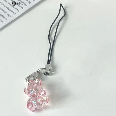 1vnt Mielas animacinis filmukas Anime Bear Crystal Mobiliojo telefono grandinėlė Madinga Krepšys Gražus telefono dirželis Raktų pakabukas Dekoratyvinis telefono dirželis