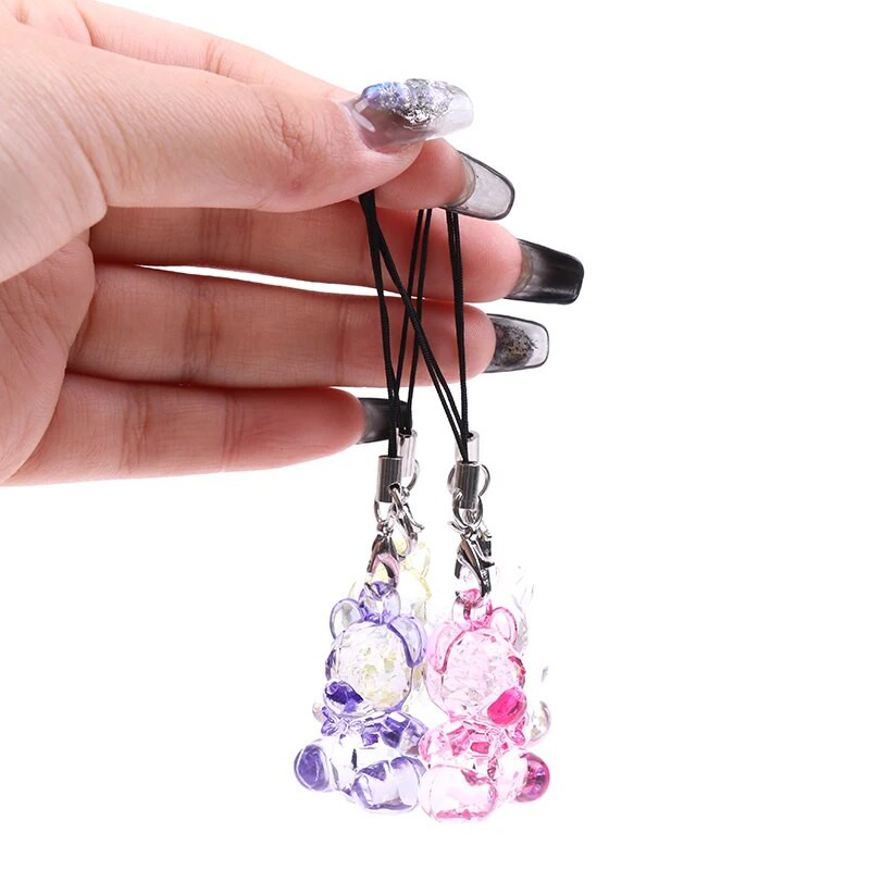 1vnt Mielas animacinis filmukas Anime Bear Crystal Mobiliojo telefono grandinėlė Madinga Krepšys Gražus telefono dirželis Raktų pakabukas Dekoratyvinis telefono dirželis