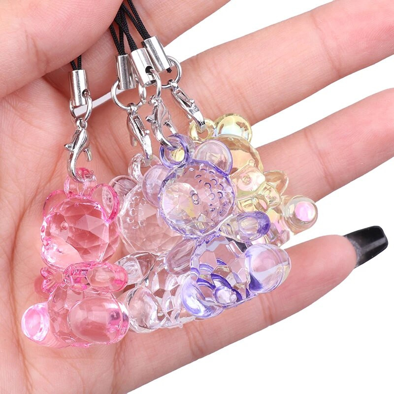 1vnt Mielas animacinis filmukas Anime Bear Crystal Mobiliojo telefono grandinėlė Madinga Krepšys Gražus telefono dirželis Raktų pakabukas Dekoratyvinis telefono dirželis
