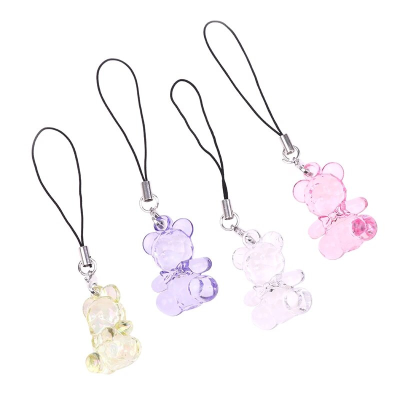1vnt Mielas animacinis filmukas Anime Bear Crystal Mobiliojo telefono grandinėlė Madinga Krepšys Gražus telefono dirželis Raktų pakabukas Dekoratyvinis telefono dirželis
