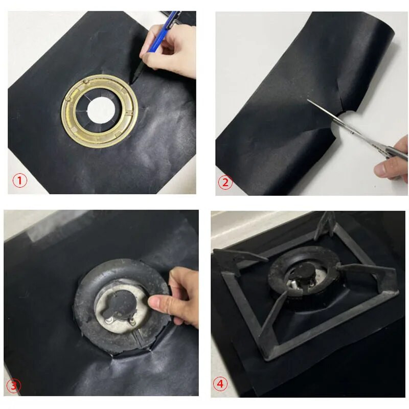 4 vnt Dujinės viryklės Apsauginės Viryklės Viryklės Viryklės Apsauga Švarus Kilimėlis Dujinės viryklės Degiklio Apsauga Virtuvei