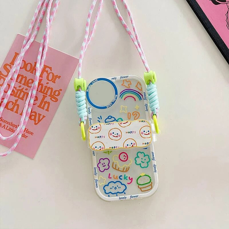 Spalvingi mobiliojo telefono dirželiai, mielas sportinis reguliuojamas peties dirželis Madingi universalūs skersiniai dirželiai, 1 vnt.