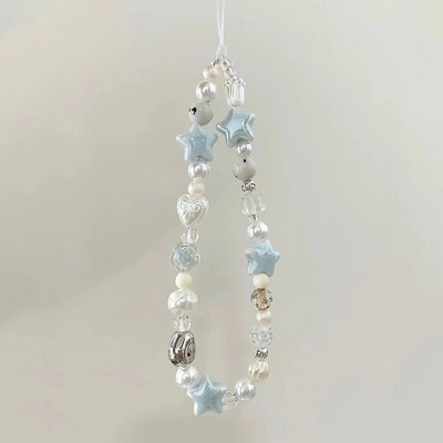 INS Star Pearl Beads telefono grandinėlė Madingas pakabukas skirtas iPhone Samsung universalūs priedai Kabantys virvė mergaitei