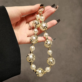 Luxury Star Pearl Rope for Phone Chain Lanyard Charm Strap Βραχιόλι καρπού με χάντρες κρεμαστό κορδόνι Μπρελόκ για φωτογραφική μηχανή κομψή γυναίκα