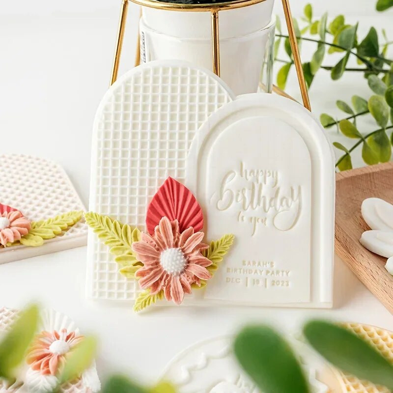 Duplaívű sütivágó dombornyomók csipkemintás levelek virágos ágak fondant bélyegzőforma esküvői születésnapi sütőeszközökhöz