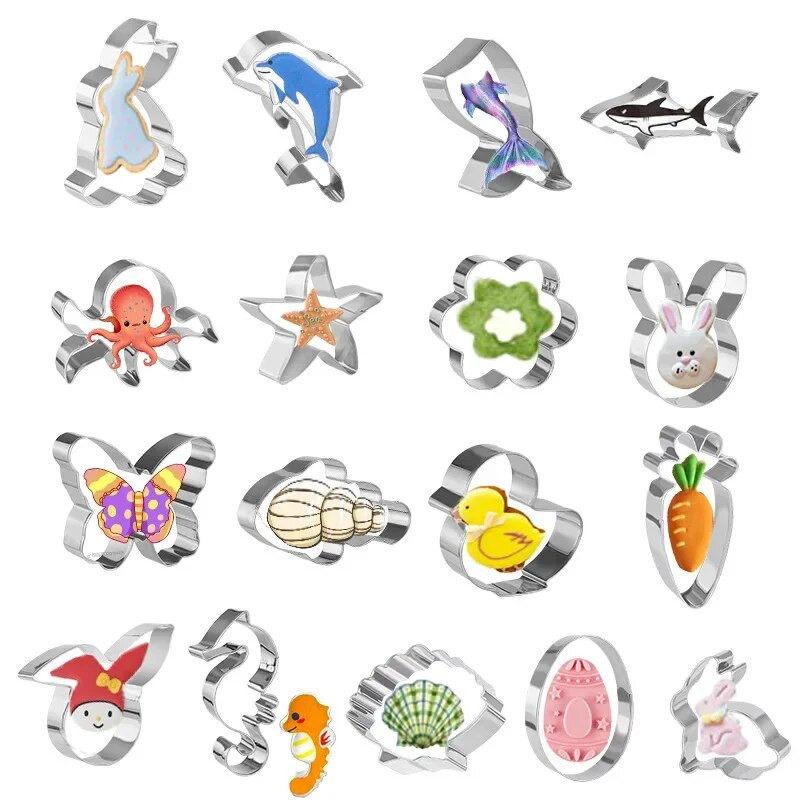 Velykų sausainių formavimo zuikio kiaušinio morkų formos „pasidaryk pats“ sausainių formelės Vaikų gimtadienio tortas, dekoruojantis nerūdijančio plieno virtuvės priedai