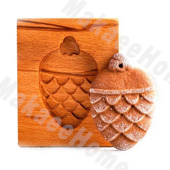 Дървени формички за бисквитки и ембосери Катерица Шишарка 3D Форма за бисквитки Кухненски инструменти за печене Сделка Форма за преса за ябълкови бисквити