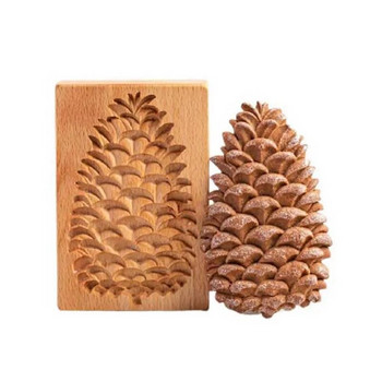 Дървени формички за бисквитки и ембосери Катерица Шишарка 3D Форма за бисквитки Кухненски инструменти за печене Сделка Форма за преса за ябълкови бисквити