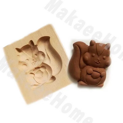 Mediniai sausainių pjaustytuvai ir įspaudai Voverės kankorėžiai 3D sausainių formelės Virtuvės kepimo įrankiai Akcija obuolių sausainių preso forma