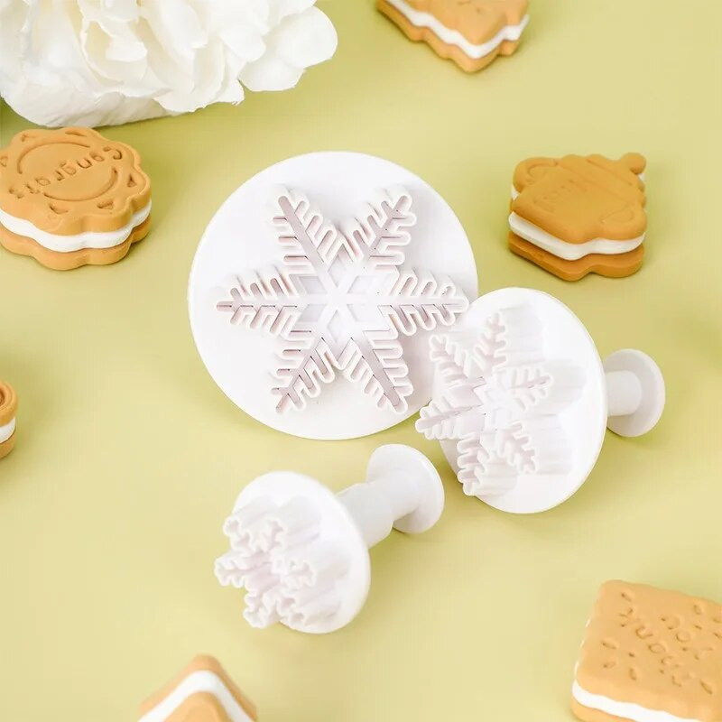 3 τμχ/σετ Εργαλεία διακόσμησης κέικ Φόρμα κέικ Φοντάν έμβολο κόφτες Εργαλεία μπισκότο μπισκότο Κέικ φόρμα νιφάδα χιονιού Αξεσουάρ ψησίματος