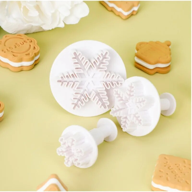 3 τμχ/σετ Εργαλεία διακόσμησης κέικ Φόρμα κέικ Φοντάν έμβολο κόφτες Εργαλεία μπισκότο μπισκότο Κέικ φόρμα νιφάδα χιονιού Αξεσουάρ ψησίματος