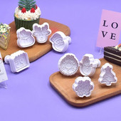 4 vnt kalėdinių sausainių pjaustyklės, šventinio vakarėlio biskvito formos animacinis filmas Kalėdų senelio briedžio sniego senelio formos fondanto torto dekoravimui kepimo reikmenys