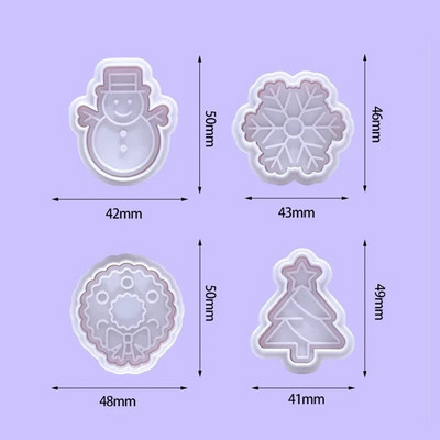 4 vnt kalėdinių sausainių pjaustyklės, šventinio vakarėlio biskvito formos animacinis filmas Kalėdų senelio briedžio sniego senelio formos fondanto torto dekoravimui kepimo reikmenys