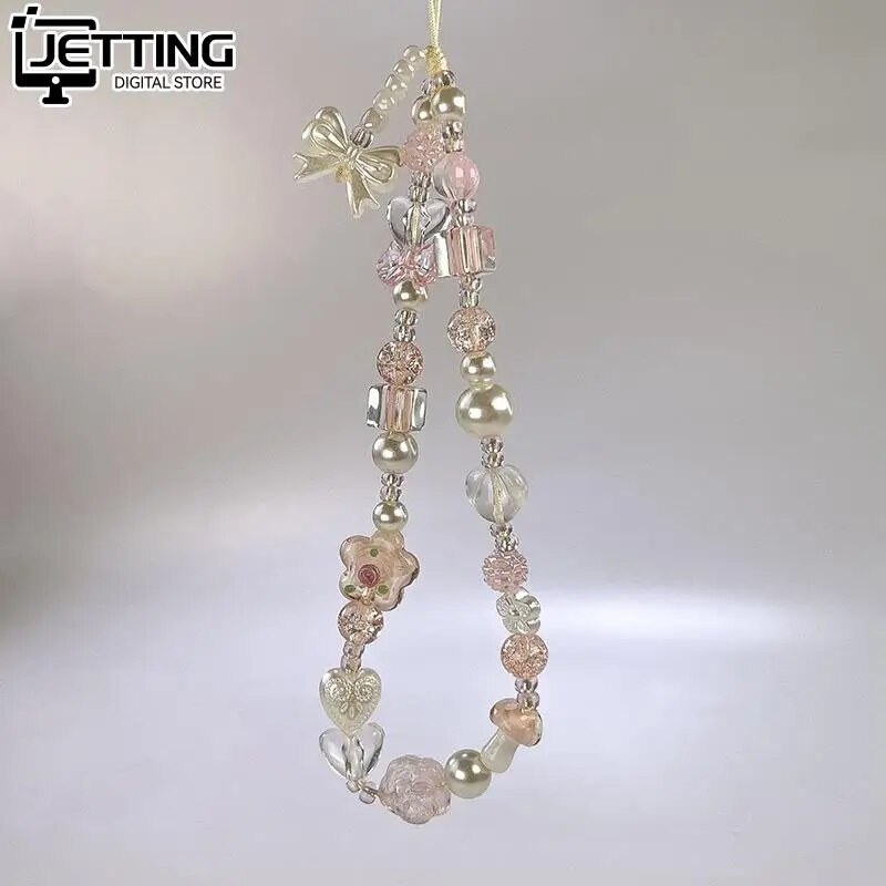 Y2K sidabrinis skaidrus žvaigždės karoliukas raktų pakabukas telefono pakabukas mielas meškiukas, mobilaus telefono dirželio pakabukas, skirtas moteriai mobiliojo telefono priedai