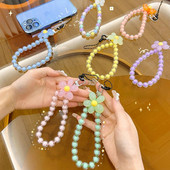 24CM Mobiliojo telefono virvelė pakabinama ant kaklo pakabinama grandinėlė Pakabukas Krištoliniai karoliukai rankų darbo Apsaugos nuo praradimo virvė iPhone dirželiui Nuimamas