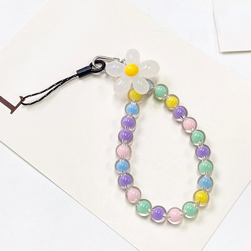 24CM Mobiliojo telefono virvelė pakabinama ant kaklo pakabinama grandinėlė Pakabukas Krištoliniai karoliukai rankų darbo Apsaugos nuo praradimo virvė iPhone dirželiui Nuimamas