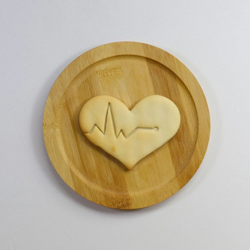 Heartbeat Medical Theme Κόφτες μπισκότων Πλαστικά τρισδιάστατα κινούμενα σχέδια ηλεκτροκαρδιογράφημα μπισκότων σφραγίδα Φοντάν ανάγλυφη φόρμα Εργαλεία ψησίματος