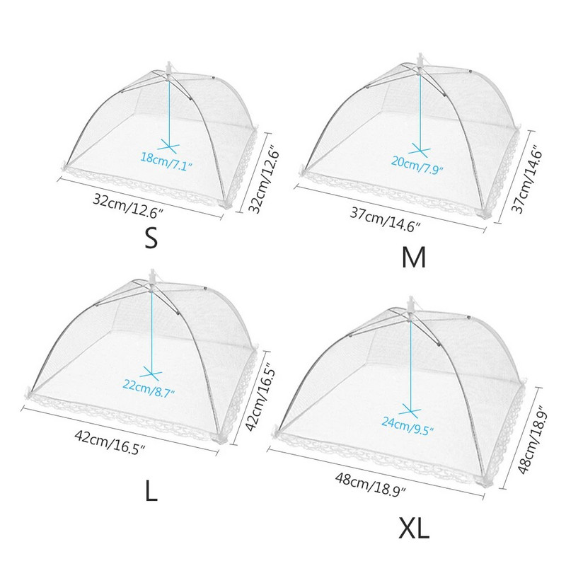 1 vnt Maisto uždengimo patiekalų programėlės Naujausios nuo musių uodų tinklelio daugkartinio naudojimo kepsninės nėriniuotas stalas Virtuvės stiliaus skėtis pikniko gaminimo įrankiai