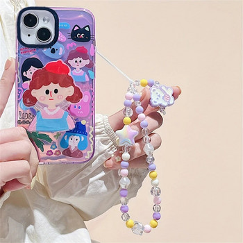 Корейски сладък чар, многоцветна смола, мечка, звезда, телефонни вериги за iPhone, дамски телефон, бижута, каишка, каишка с мъниста, шнур за окачване