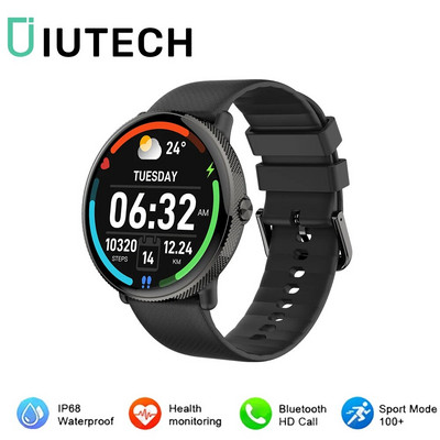 „IUTECH 2024“ išmanusis laikrodis, vyriškas, 1,43 colio „Bluetooth“ skambučių išmanusis laikrodis IP68, atsparus vandeniui sportinis širdies ritmo išmanusis laikrodis „Smarthwhatch“