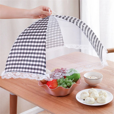 Összecsukható ételtakaró hálós légygátló szúnyogháló edényhuzat Porálló asztaltakaró esernyő piknik hálós konyhai eszközök