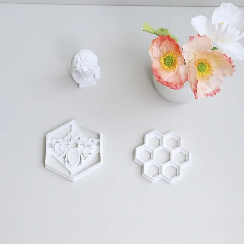 Dispozitiv de tăiat biscuiți cu fagure de miere, insecte, model de albine, pentru fondant, pentru biscuiți, pentru embosare, pentru meșteșuguri pentru turtă dulce, instrument pentru decorarea prăjiturii cu fondant.