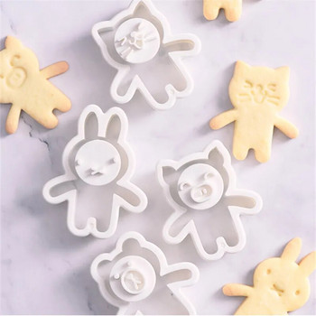Cute Cookie Cutters Tools Cartoon Bear Rabbit Cat Σχήμα Γουρουνιού Κόφτης μπισκότων Φόρμα ζαχαροπλαστικής Φόρμα ψησίματος Εργαλεία διακόσμησης Χριστούγεννα
