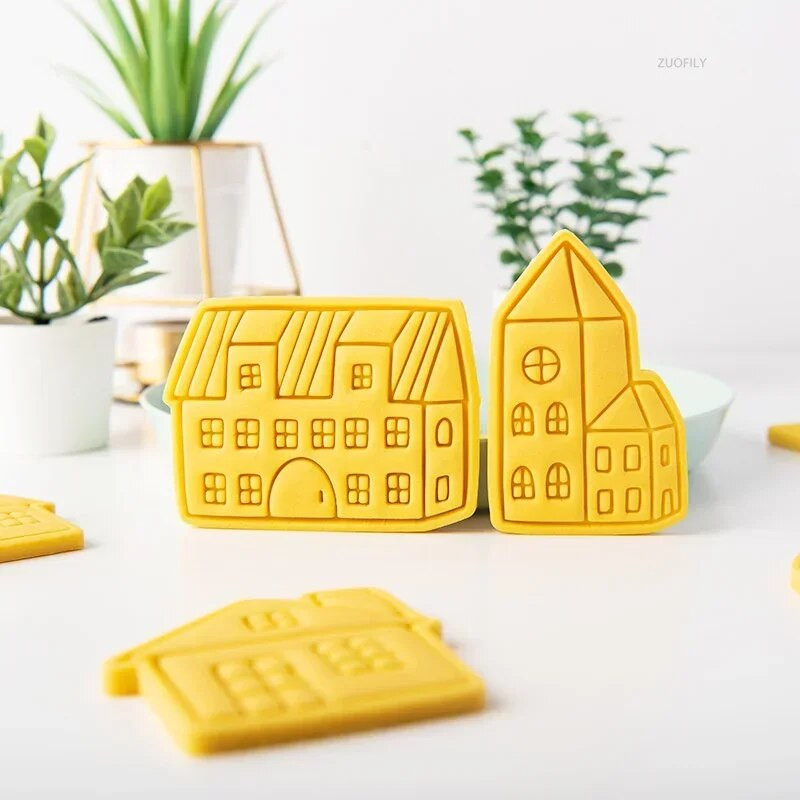 Božićna kućica Kalup za utiskivanje kolačića Kućice iz crtanih filmova Rezač za kekse Kalup za pečat za fondan Božićna novogodišnja zabava Alati za ukrašavanje torti
