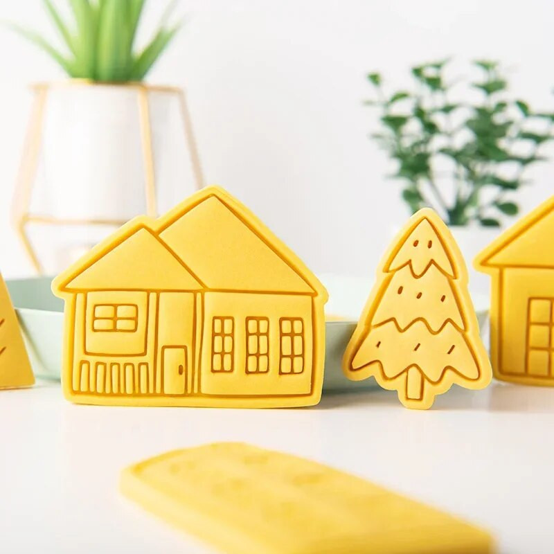 Božićna kućica Kalup za utiskivanje kolačića Kućice iz crtanih filmova Rezač za kekse Kalup za pečat za fondan Božićna novogodišnja zabava Alati za ukrašavanje torti