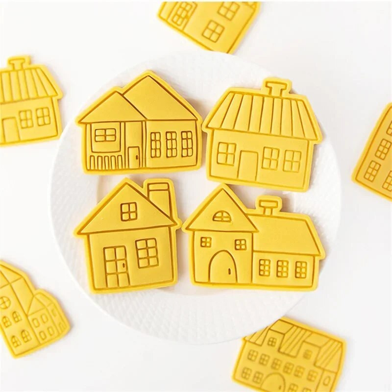 Božićna kućica Kalup za utiskivanje kolačića Kućice iz crtanih filmova Rezač za kekse Kalup za pečat za fondan Božićna novogodišnja zabava Alati za ukrašavanje torti