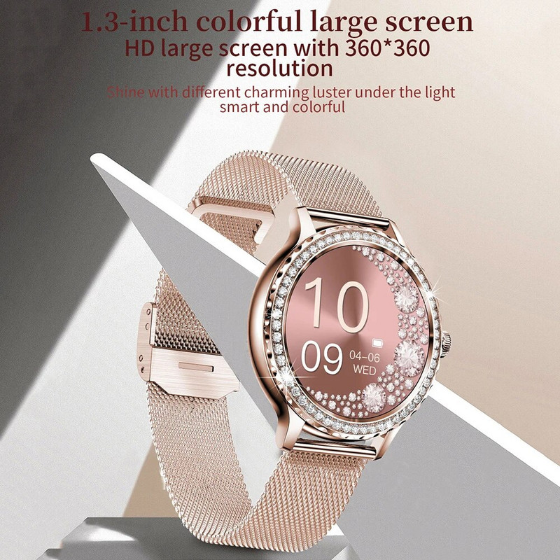 1,3 colio HD ekranas, išmanusis laikrodis, moteriškas NX19 išmanusis laikrodis moteriškas skaitmeninis rankinis laikrodžiai mergaičių rankinis laikrodis Laikrodis kūno rengybos apyrankė išmanioji juosta