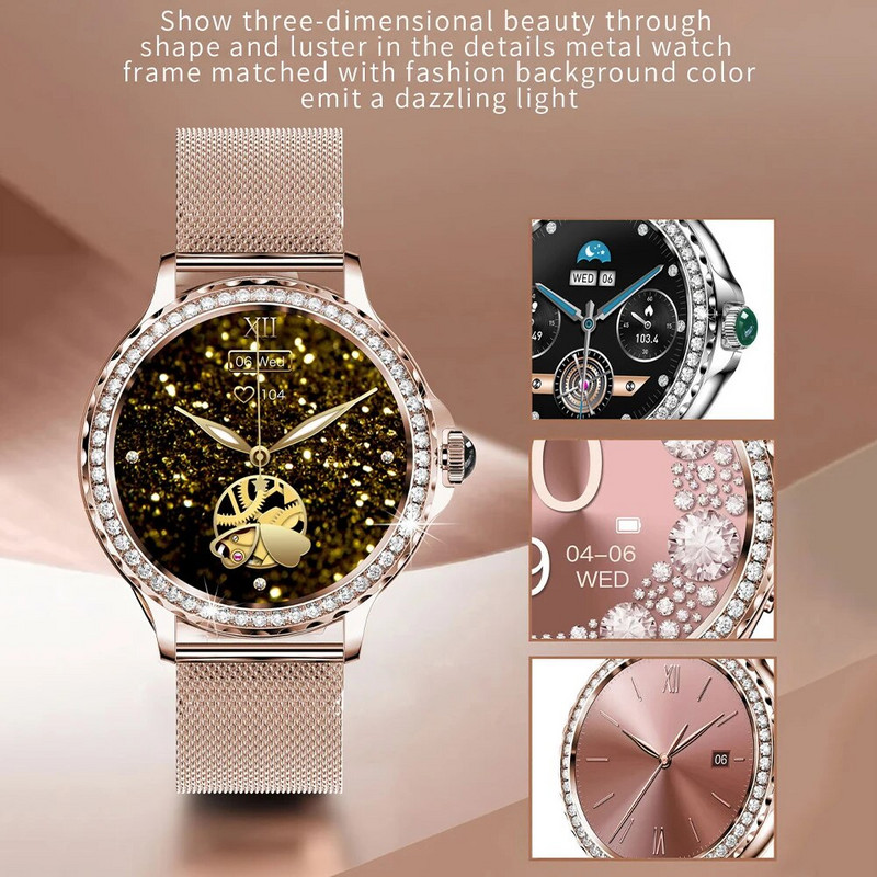 1,3 colio HD ekranas, išmanusis laikrodis, moteriškas NX19 išmanusis laikrodis moteriškas skaitmeninis rankinis laikrodžiai mergaičių rankinis laikrodis Laikrodis kūno rengybos apyrankė išmanioji juosta