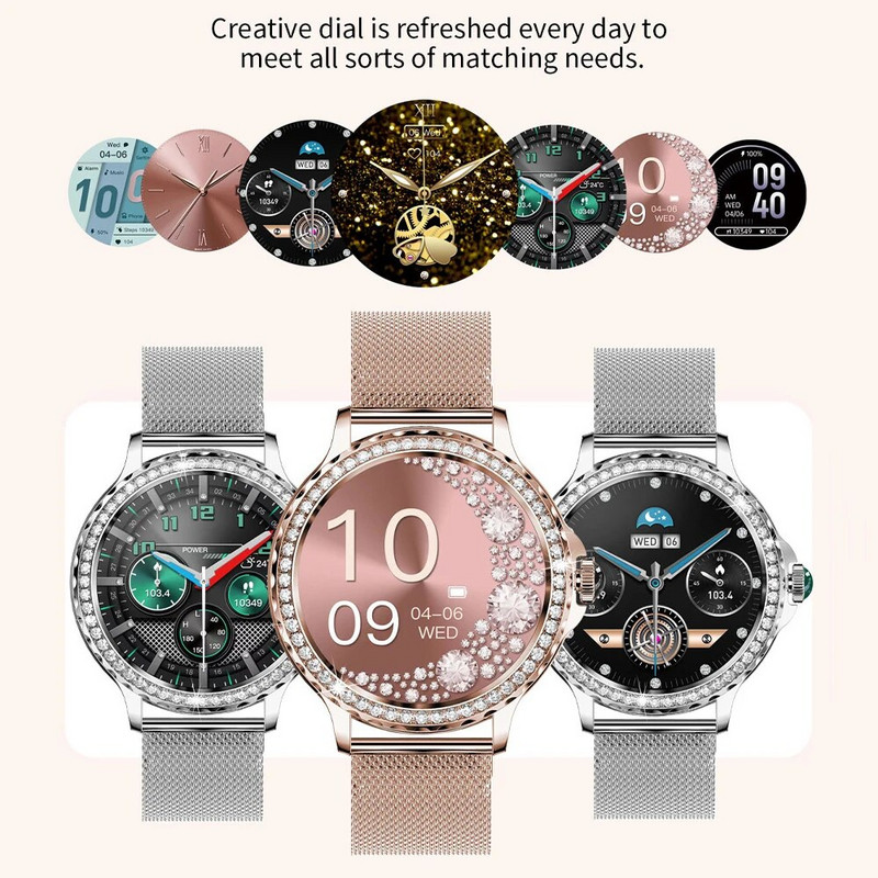 1,3 colio HD ekranas, išmanusis laikrodis, moteriškas NX19 išmanusis laikrodis moteriškas skaitmeninis rankinis laikrodžiai mergaičių rankinis laikrodis Laikrodis kūno rengybos apyrankė išmanioji juosta