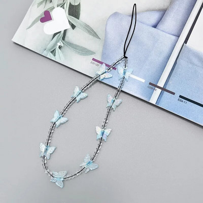 Spalvingas drugelio pakabukas karoliukais Mobiliojo telefono grandinėlė madinga mobiliojo telefono dėklas Kabantis virvė Moterų telefono telefono dirželiai papuošalai