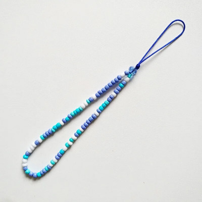 Karoliukais papuošta mobiliojo telefono grandinėlė Violetinė minkšta keramika Mobiliojo telefono pakabukas su karoliukais mobiliojo telefono dirželis