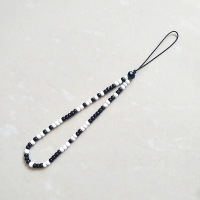 Karoliukais papuošta mobiliojo telefono grandinėlė Violetinė minkšta keramika Mobiliojo telefono pakabukas su karoliukais mobiliojo telefono dirželis