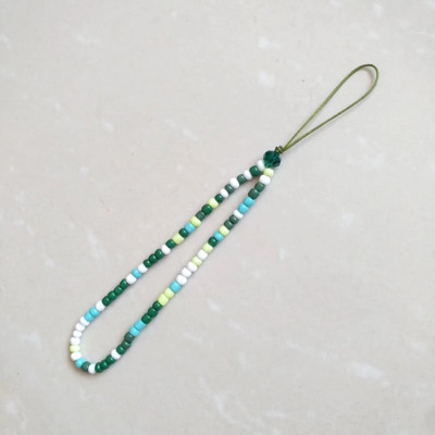 Karoliukais papuošta mobiliojo telefono grandinėlė Violetinė minkšta keramika Mobiliojo telefono pakabukas su karoliukais mobiliojo telefono dirželis