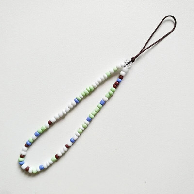 Karoliukais papuošta mobiliojo telefono grandinėlė Violetinė minkšta keramika Mobiliojo telefono pakabukas su karoliukais mobiliojo telefono dirželis