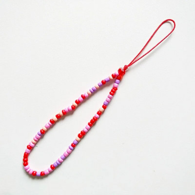 Karoliukais papuošta mobiliojo telefono grandinėlė Violetinė minkšta keramika Mobiliojo telefono pakabukas su karoliukais mobiliojo telefono dirželis