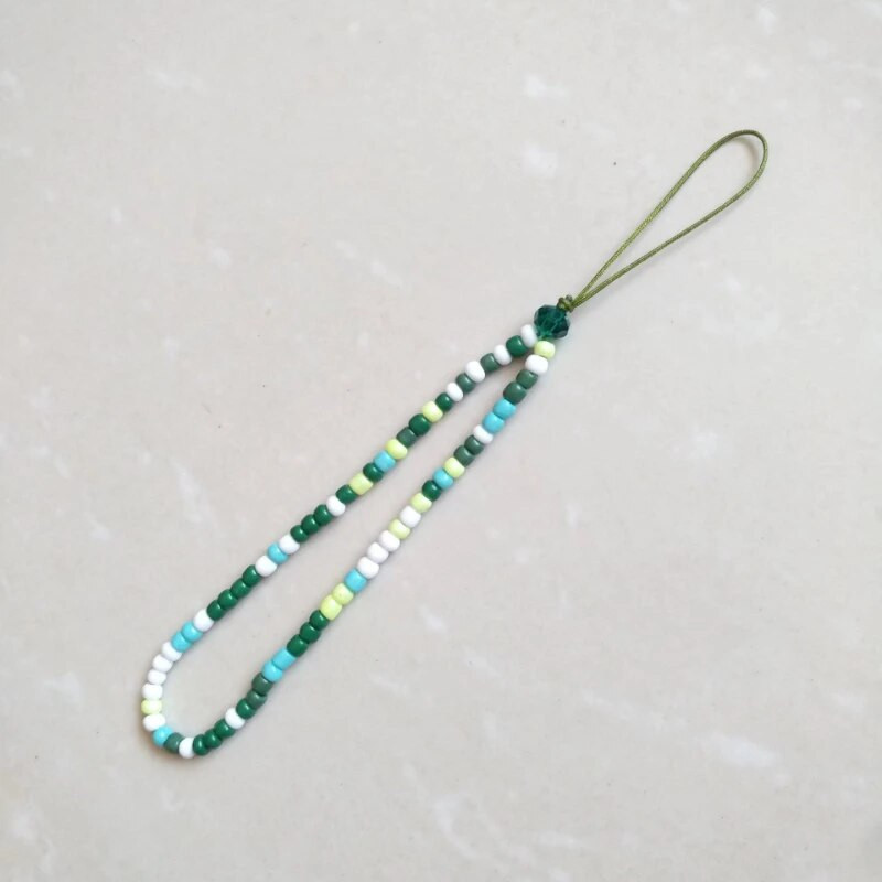 Karoliukais papuošta mobiliojo telefono grandinėlė Violetinė minkšta keramika Mobiliojo telefono pakabukas su karoliukais mobiliojo telefono dirželis