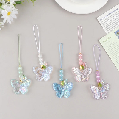 Y2k Butterfly Pendant Phone Lanyard Cellphone Case Strap For Girls Fashion Phone Chains Car Keychain