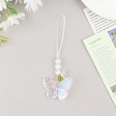 „Y2k Butterfly“ pakabinamas telefono dirželis, mobiliojo telefono dėklo dirželis, skirtas mergaitėms, madingos telefonų grandinės, automobilio raktų pakabukas