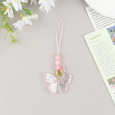 „Y2k Butterfly“ pakabinamas telefono dirželis, mobiliojo telefono dėklo dirželis, skirtas mergaitėms, madingos telefonų grandinės, automobilio raktų pakabukas