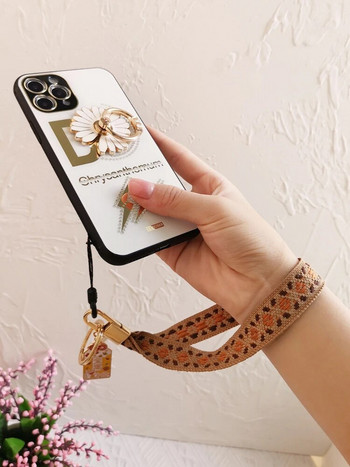Стил на бродерия Къс ремък за мобилен телефон Въже за плетене на китката Универсален ремък за телефон Анти-загубена гривна Ключодържател Калъф за слушалки