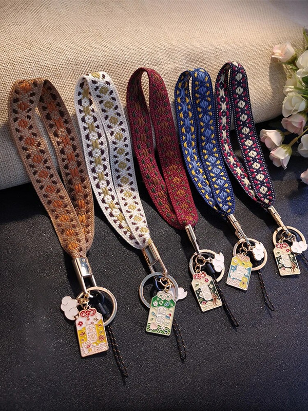 Siuvinėjimo Stilius Trumpas Mobilusis Telefonas Mezgimo Riešo Virvė Universali Telefono Virvelė Neprarandama apyrankės raktų pakabuko ausinių dėklas